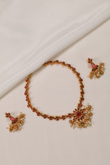 Elegant Ruby Floral Necklace Set