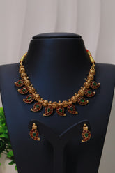 Antique Lakshmi Leaf Motif Necklace Set