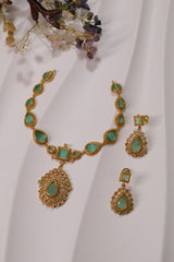 Elegant Mint Green Stone Necklace Set