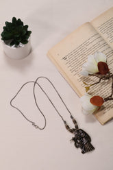 Divine Radha Krishna Oxidized Silver Necklace