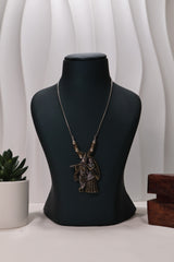 Divine Radha Krishna Oxidized Silver Necklace