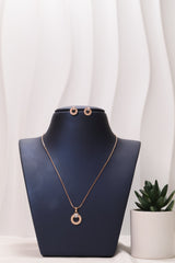 Rose Gold Circle Pendant Necklace Set