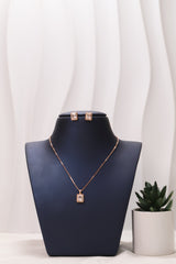 Classic Square-Cut Pendant Necklace Set