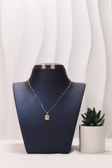 Classic Square-Cut Pendant Necklace Set