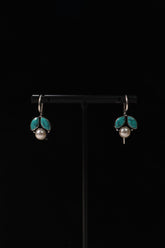 Turquoise Leaf Pearl Drop Earrings