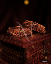 Premium Antique Gold Bangles with Multicolor Kundan Centerpiece