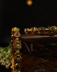 Eternal Grace – Antique Gold Bangles with Temple Detailing