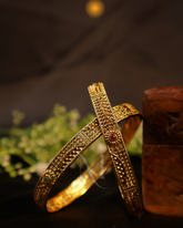 Royal Heritage – Handcrafted Gold Bangles with Gem Accents
