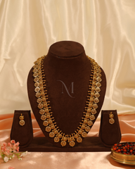 Elegant Gold Coin Necklace Set with Matching Earrings