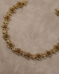 Vintage Ruby Floral Diamond Necklace