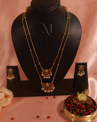 Royal Lotus Dual-Layer Necklace with Pearl Drops