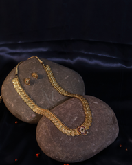 Traditional Gold Coin Necklace with Stud Earrings