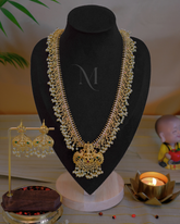 Elegant Pearl Temple Necklace with Lakshmi Pendant
