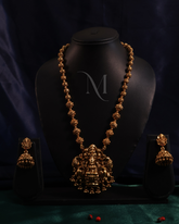 Antique Lakshmi Temple Necklace with Jhumka Earrings