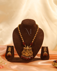 Antique Temple Jewellery Set with Green Bead Detailing