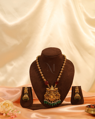 Antique Temple Jewellery Set with Green Bead Detailing