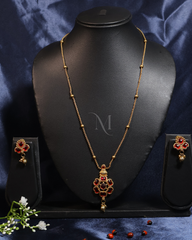 Ruby Floral Pendant Necklace with Matching Earrings