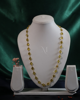 Gold-Plated Green Stone Chain Necklace