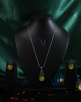 Antique Silver Jewelry Set with Yellow Gemstones