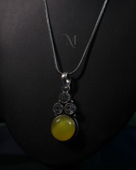 Antique Silver Jewelry Set with Yellow Gemstones