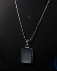 Elegant Silver Necklace and Earring Set with Frosted Rectangular Stones