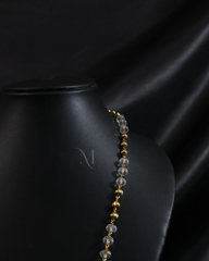 Classic Grey Bead and Gold Chain Necklace