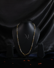 Classic Grey Bead and Gold Chain Necklace