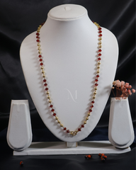 Elegant Red and Gold Bead Chain Necklace