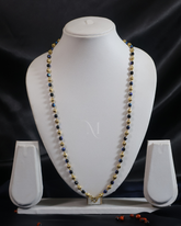 Elegant Blue and Gold Bead Chain Necklace