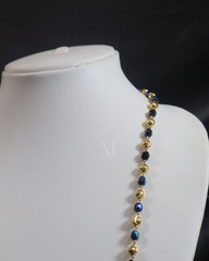 Elegant Blue and Gold Bead Chain Necklace