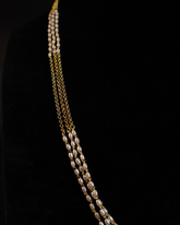 Triple-Layer Pearl Chain with Delicate Gold Links