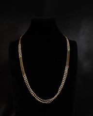 Triple-Layer Pearl Chain with Delicate Gold Links