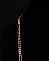 Elegant Double-Layer Pearl Chain with Gold Accents