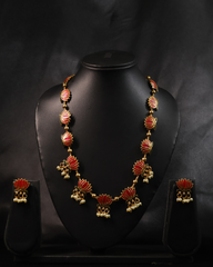 Classic Pearl-Studded Valiya Mala with Matching Earrings