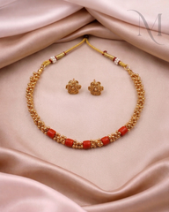 Classic Coral Bead Necklace Set