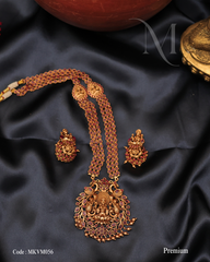 Antique Gold Temple Necklace with Goddess Lakshmi Pendant