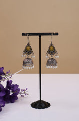 Oxidised Drop Jhumka Earrings
