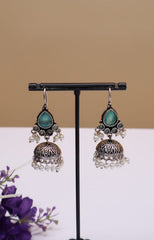 Oxidised Drop Jhumka Earrings