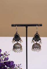 Oxidised Drop Jhumka Earrings