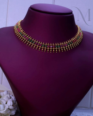 Green & Ruby Stone Mullamottu Necklace