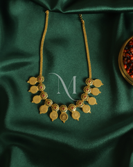 Floral Lakshmi Coin Pendant Necklace in Matte Gold Finish