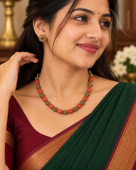 Orange Coral-Style Beads Necklace Set