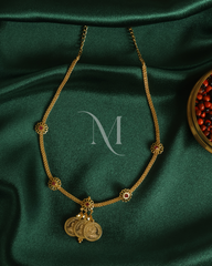 Lakshmi Coin Drop Necklace with Twin Chain & Red Motifs