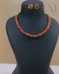 Orange Coral-Style Beads Necklace Set