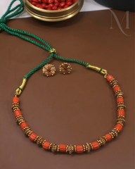 Orange Coral-Style Beads Necklace Set