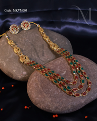 Elegant Multi-Layer Temple Necklace Set with Earrings