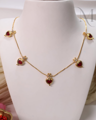 Pallavi Palakka Invisible Necklace - Red