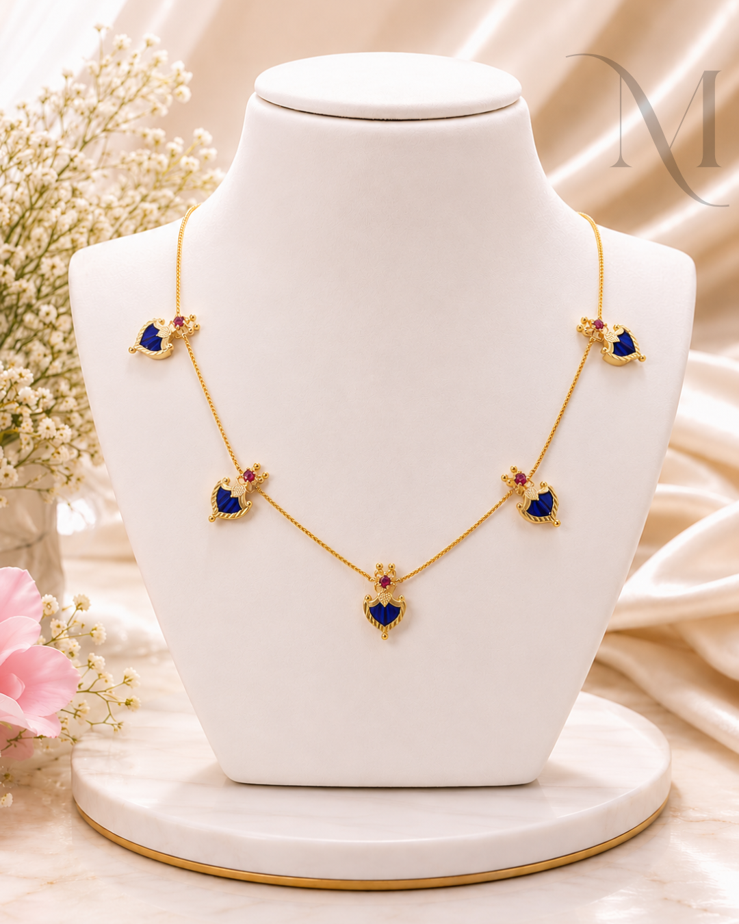 Pallavi Palakka Invisible Necklace - Blue