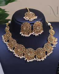 Non-Idol Necklace Set with Maangtika