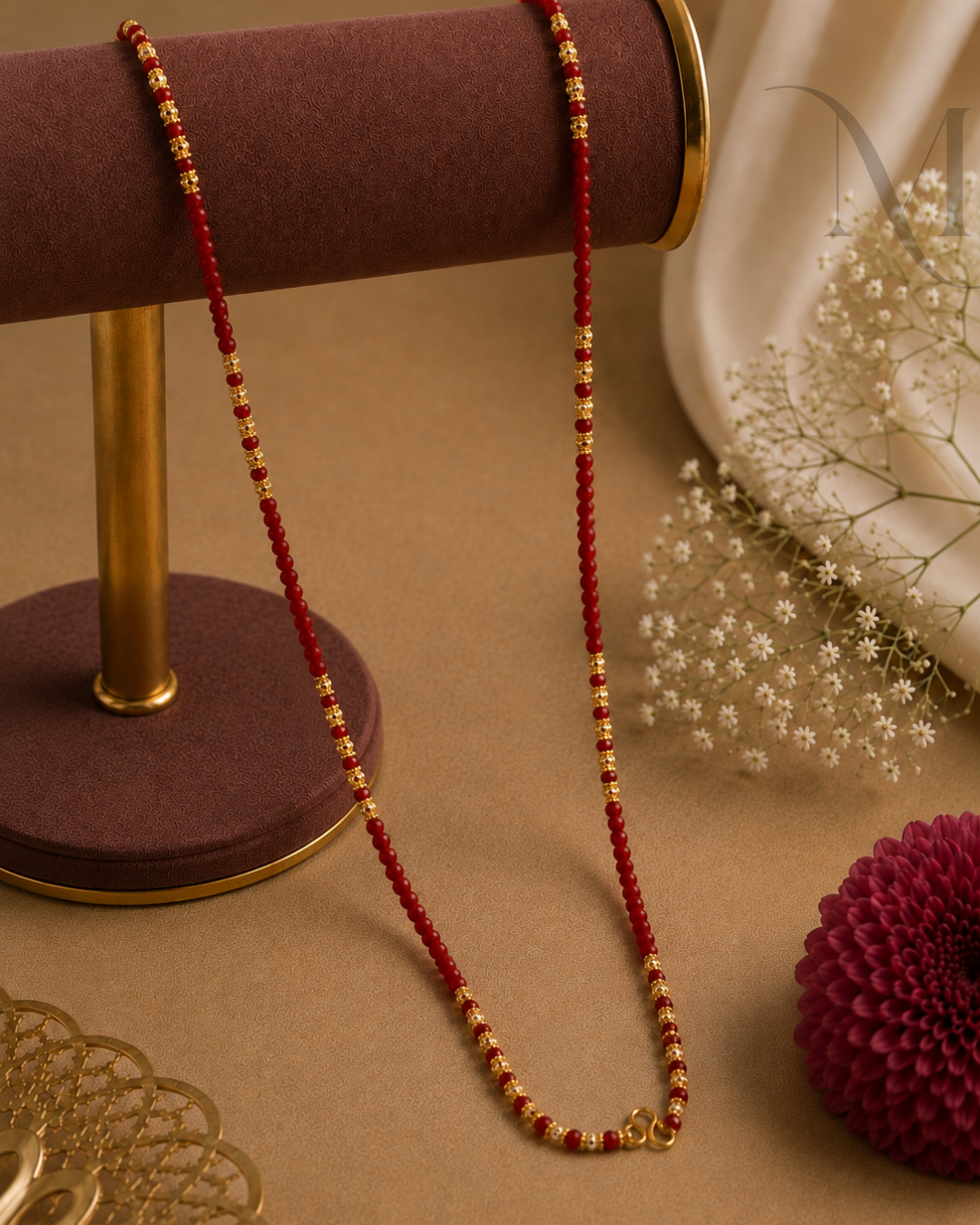 Rithika Maroon Crystal Beads Mala ❤️✨